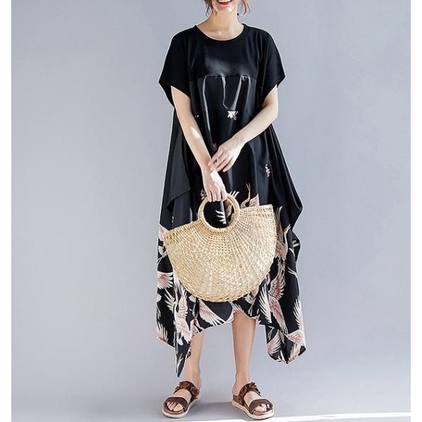 大きいサイズ ワンピース レディース ファッション ぽっちゃり おおきいサイズ 対応 鶴柄 切替 ドルマン ビッグシルエット M L Ll 3l 春夏 Buyee Buyee Japanese Proxy Service Buy From Japan Bot Online