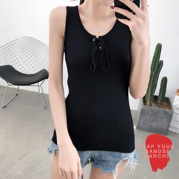 大きいサイズ タンクトップ レディース ファッション ぽっちゃり おおきいサイズ レースアップ 胸元 セクシー リブニット カットソー Ll 3l 4l 5l 春夏 rch W4871 rch 通販 Yahoo ショッピング