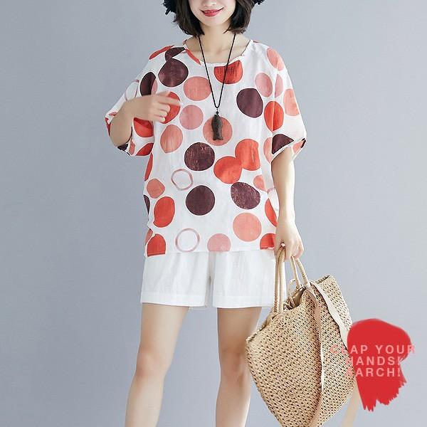 大きいサイズ トップス レディース ファッション ぽっちゃり おおきいサイズ 対応 ドット柄 水玉 ラグラン袖 オーバーサイズ M L Ll 3l 4l 春夏 rch W5286 rch 通販 Yahoo ショッピング