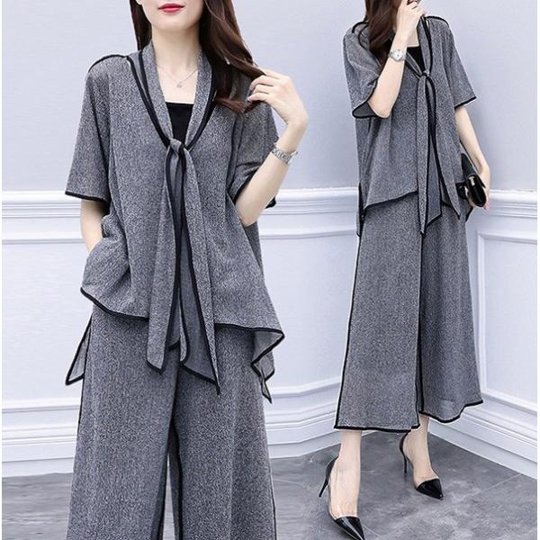 大きいサイズ セットアップ レディース ファッション ぽっちゃり おおきいサイズ タイカラー トップス ワイドパンツ コンサバ Ll 3l 4l 5l 6l 春夏 Buyee Servicio De Proxy Japones Buyee Compra En Japon