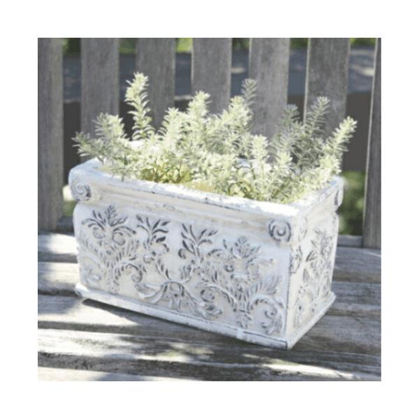 植木鉢 アンティーク ダイナスティレクトポットM 24cm x 13cm 穴あり 白 ホワイト 陶器鉢 プランター おしゃれ 横長 寄せ植え かわいい 室内 屋外 観葉植物