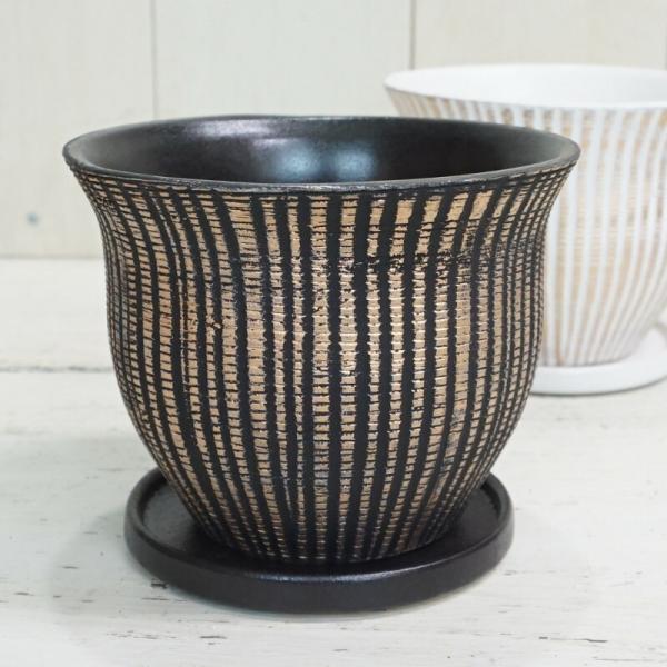 植木鉢 おしゃれ 陶器鉢 マルグリットL(2色) 15.5cm 5号 穴あり 受け皿あり プランター 鉢 室内 屋外 鉢植え 観葉植物 多肉植物 塊根