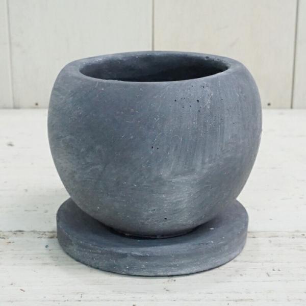 植木鉢 おしゃれ セメント マルモボウルS (B/W) 10cm 3号 穴あり 受け皿付 コンクリート 室内 屋外 鉢植え 観葉植物 多肉植物 塊根