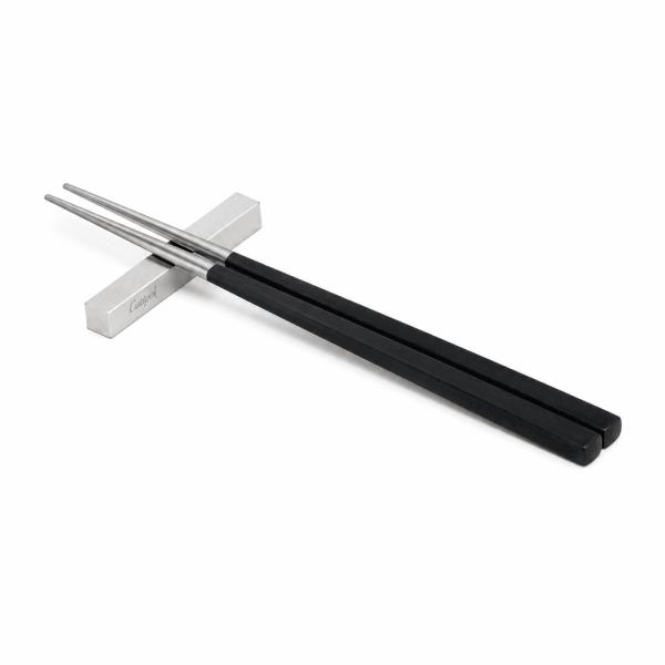 【黒/銀】 クチポール KUBE 箸＆箸置きセット ブラック シルバー カトラリー Cutipol 【メール便OK】【ラッピング不可】