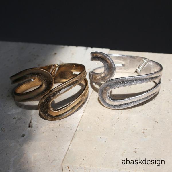 VINTAGE ヴィンテージ ヘヴィーカーブ バングル ブレスレット ジュエリー バングル レディース 太め おしゃれ ヴィンテージ風 ダブル カーブ