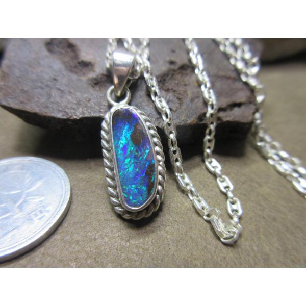 めだま！こつぶ　クイーンズランド産ボルダー　925sv Australian Boulder Opal Ring ボルダーオパールのリング