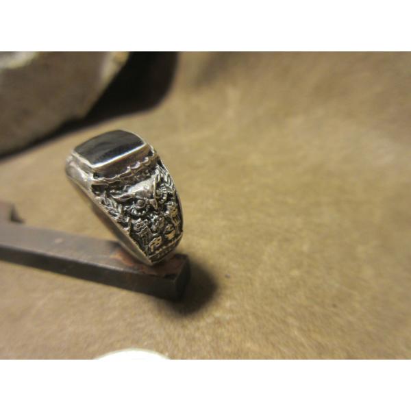18K フクロウ　リング　オニキス 17号 メンズOK フクロウ オニキス リング・指輪 K18ゴールド 18金 9.7g