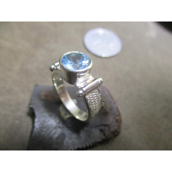Silver925 シルバーリング* 天然石ブルートパーズ* ＃10 n894