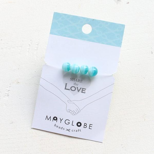 nhCh KX  r[Y ~` Cgu[×zCg Handmade Glass beads Round LightBlue×White    xb00038