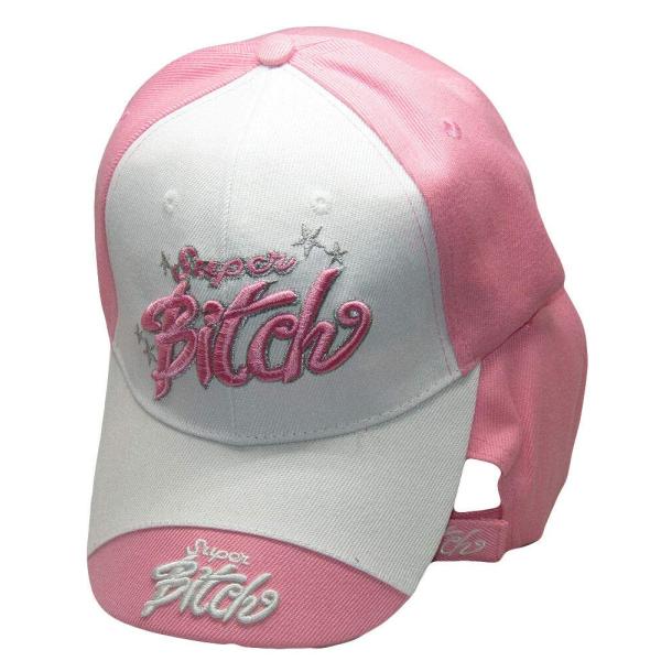 【並行輸入品】Trade Winds Super Bitch Mean Girl Woman Lady Pink Embroidered Ca