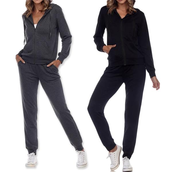 【並行輸入品】Galaxy by Harvic 2 Pack Women's Jersey Knit Hoodie &amp; Joggers Pan