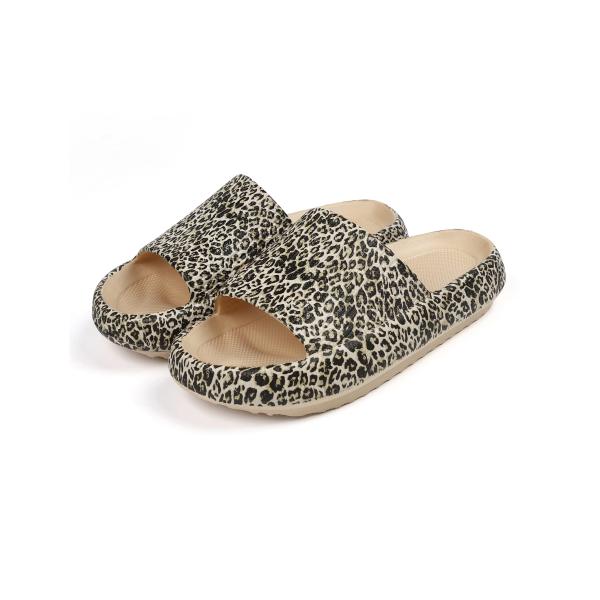 Yikpo Cloud Slides 快適ヒョウ柄スリッパ