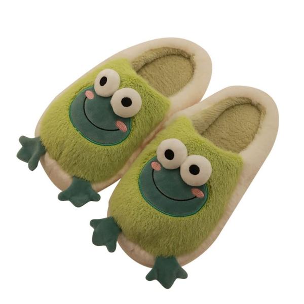 【並行輸入品】Solyinne レディース カエル スリッパ かわいい 動物 スリッパ 寝室 スリッパ 冬 暖かい ふわふわ スリッパ フリース