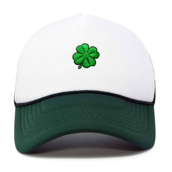 【並行輸入品】DALIX Embroidered Clover Trucker Cap Hat Men in Dark Green White