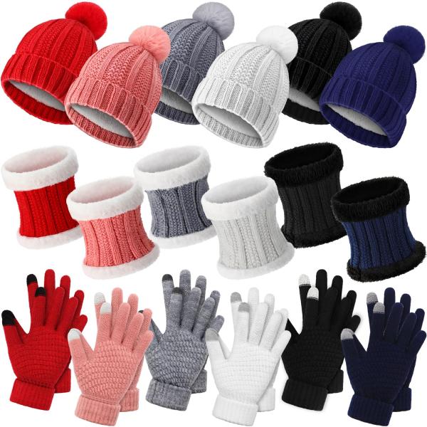 【並行輸入品】Suhine 18 Pcs Winter Beanie Hat Scarf Gloves Set for Men Women F