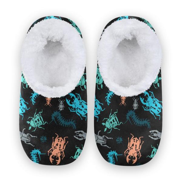 【並行輸入品】Umidedor Insect Bugs Print House Slippers Fuzzy Memory Foam Soft