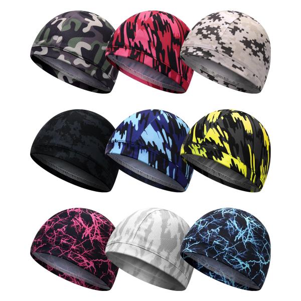 【並行輸入品】Jeere 9 Pcs Cooling Skull Cap Camo Liner Sweat Wicking Cap Light
