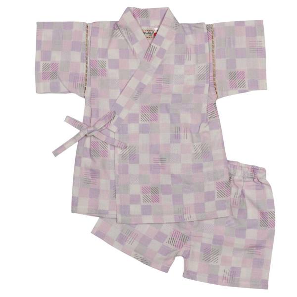 [Release date: May 23, 2022]甚平 女の子 ベビー 子供 日本製生地 綿100% 和柄 上下セット（日本製生地使用、中国縫製） ・ 赤ちゃんのお肌に優しい綿100%の日本製生地使用 ・ 和柄・格子柄の上下セパレート...