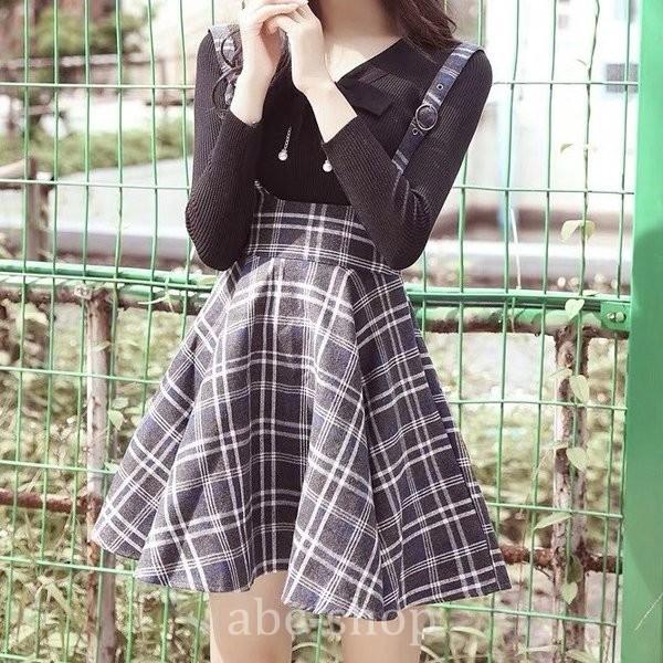 グレンチェックチェック柄サロペットジャンパースカートワンピースワンピミニ丈カジュアルwear Com Azu Qakdy973 Spicatown 通販 Yahoo ショッピング