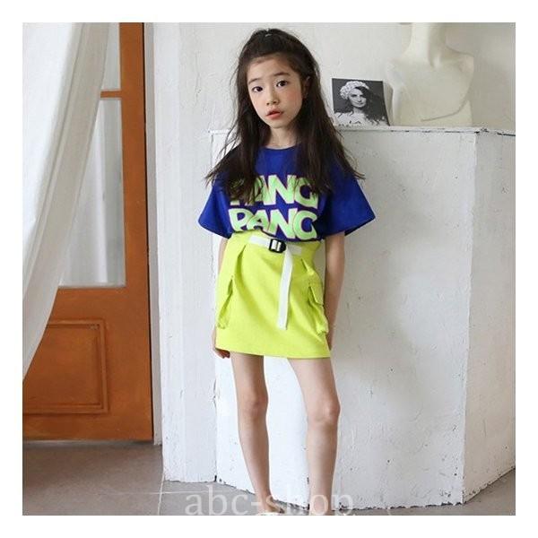 韓国風子供服夏女の子半袖キッズtシャツスカートワイド可愛いシンプルエレガント子供服ガールズ散歩cm Pymr Go Th