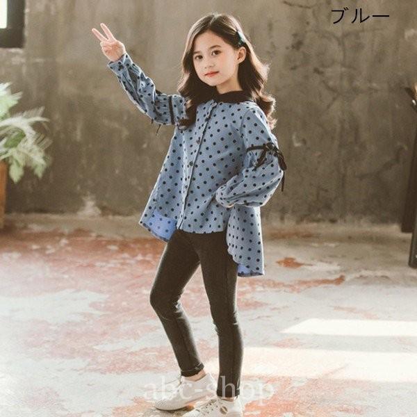 キッズ女の子長袖シャツ子供服女の子トップス春秋子供シャツドット 水玉おしゃれ可愛い通学着通園着お出かけ韓国子供服110 160cm Pymr Go Th