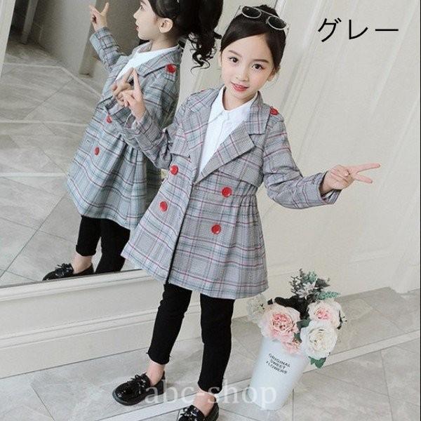 韓国子供服トップス春服秋服キッズ女の子チェック柄アウターカジュアルラペルアウターロングコートお洒落子供コートジュニア服110 160cm Www Cedrom Com Br