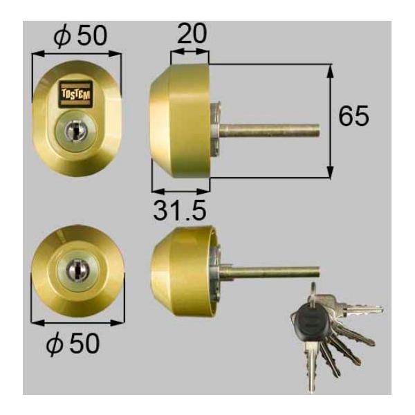 部品名 : ドア錠セット（ユーシン Wシリンダー）商品コード : DGZZ1033色 : ゴールド(鍵穴上部のTOSTEMロゴマークもゴールド色です）内容物 : 本体×２、キー×５