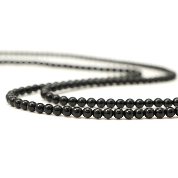 ブラックオニキス 4mm 丸玉 ビーズ 連売り 約38cm 黒瑪瑙 メノウ