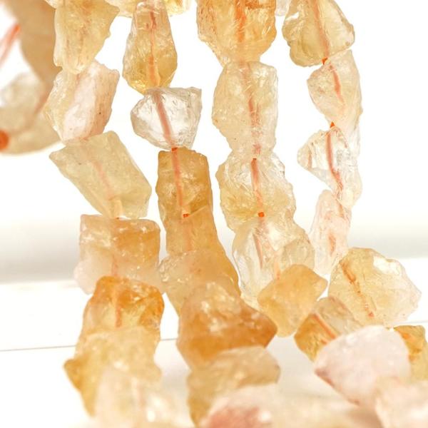 シトリン 11×9×6-8×6×5mm ラフロック ビーズ 連売り 約38cm 黄水晶