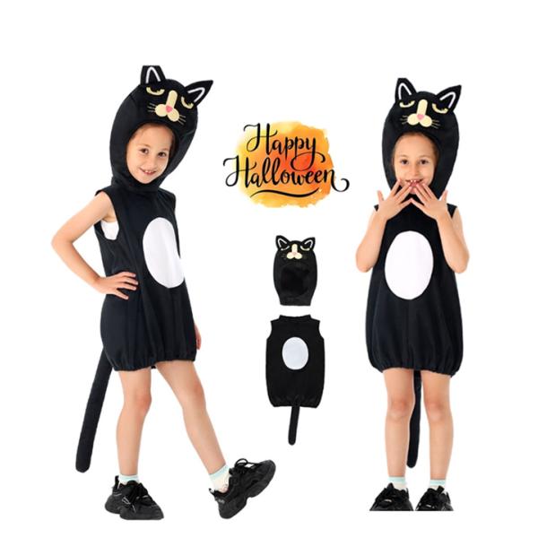 ハロウィン コスプレ 衣装 猫 子供 ネコ 着ぐるみ キッズ 女の子 黒猫服 コスチューム 男の子 女の子 ハロウィーン衣装 しっぽ 猫耳 帽子 変装 なりきり