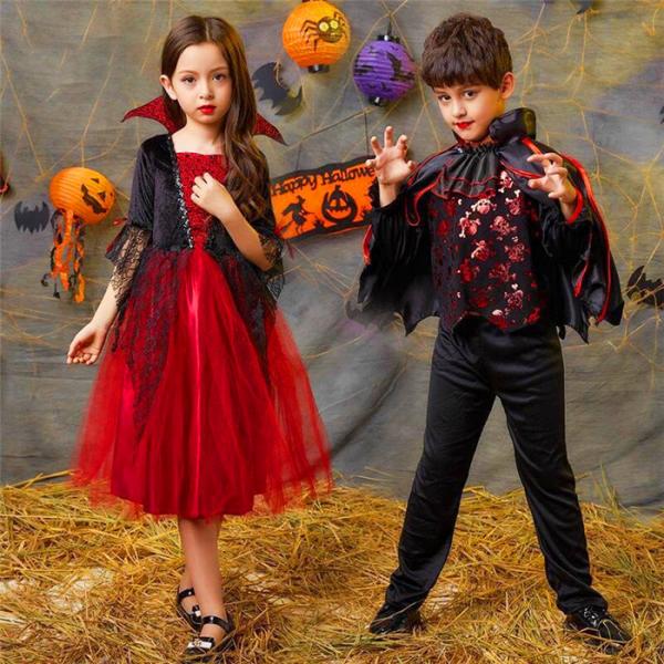 コスチューム 子供 ハロウィン 衣装 子供 バンパイア 吸血鬼風 悪魔 お化け コスチューム 女の子 魔女 ウイッチ 男の子 仮装 ハロウィン仮装