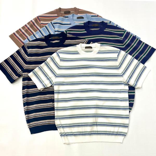 極美品　Rene ルネ　アンサンブル　五分丈　半袖　ビジュー　赤　ボーダー　M René - Rene ルネ 半袖ニットカーディガン 夏 レッド 赤 綿 未