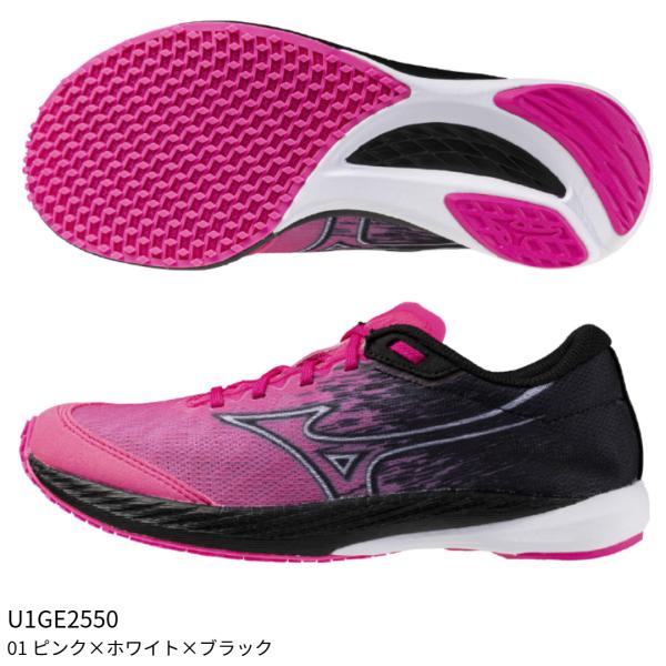 【ミズノ】ウエーブデュエル4　ウィメンズ/ランニングシューズ/マラソン/ジョギング/MIZUNO (U1GE2550) 01 ピンク×ホワイト×ブラック