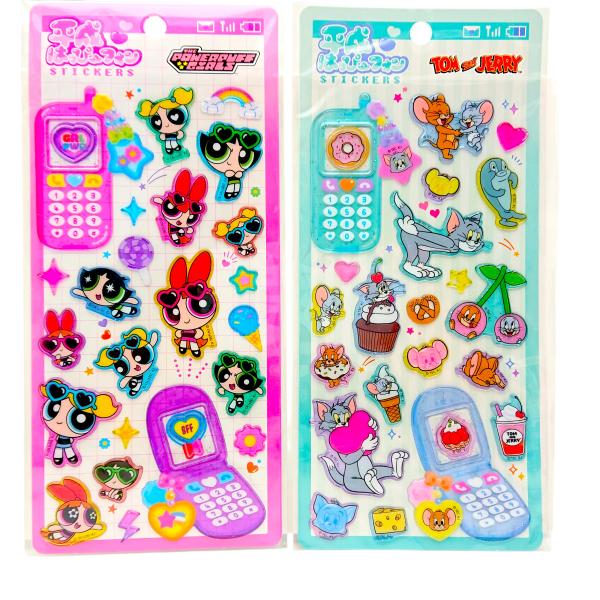 パワーパフガールズ トムとジェリー 立体シール キャラクターシール　ぷくっとシール 全2種
