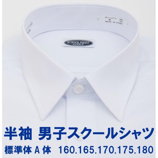 半袖 男子 スクールシャツ レギュラーポリエステル55％   綿45％A体＝標準体型の方向けのシルエットカフス（袖口） アジャストボタン付裏前立て左胸にポケットあり160Aサイズ衿回り36肩幅42胸回り99胴回り95腰回り99カフス回り23...