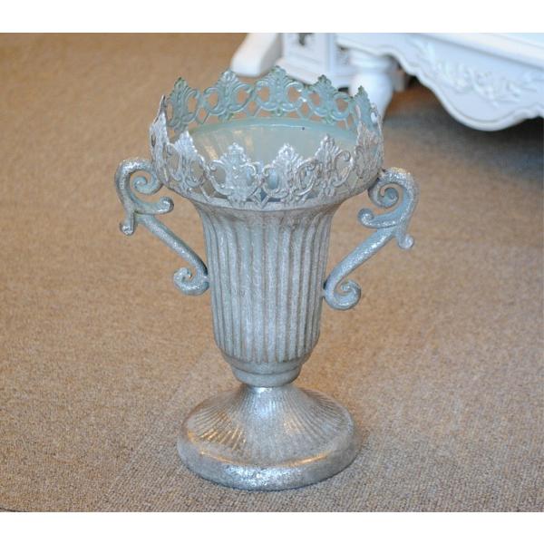 花瓶 アンティーク調 花入れ コンポート シルバー クラシック 盃