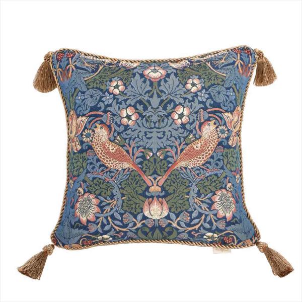 クッション トリム付き タッセル付き ウィリアムモリス ウイリアム