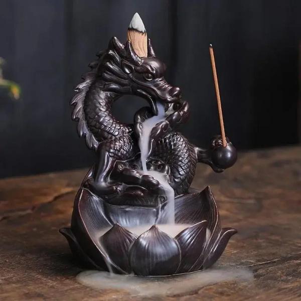お香 お香立て 線香立て 香炉 滝香炉 ドラゴン 龍 和モダン おしゃれ インテリア モダン 開運 運気アップ 置物 金運 和風 セラミック 香台 線香皿