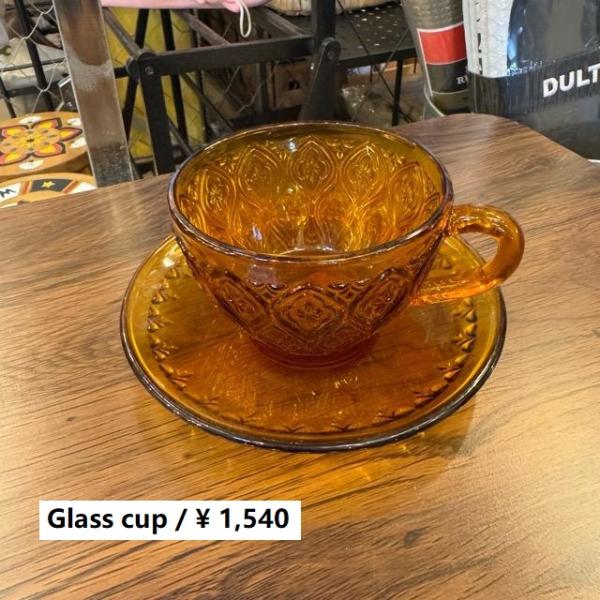 ガラス カップ & ソーサー フィオーレ アンバー ソーダガラス