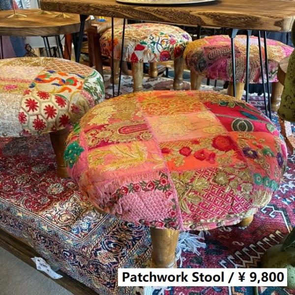 インド ザリパッチワークスツール ピンク A 家具 椅子 カンバディア