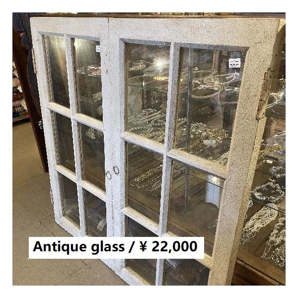 インド アンティークのガラス木製窓 J W56xD3xH106cm ホワイト