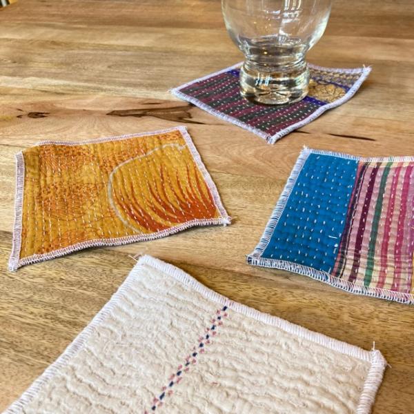 インド製ヴィンテージカンタ38 ラリーキルト ブルー グリーン オレンジ インド製ヴィンテージカンタ38 ラリーキルト ブルー グリーン