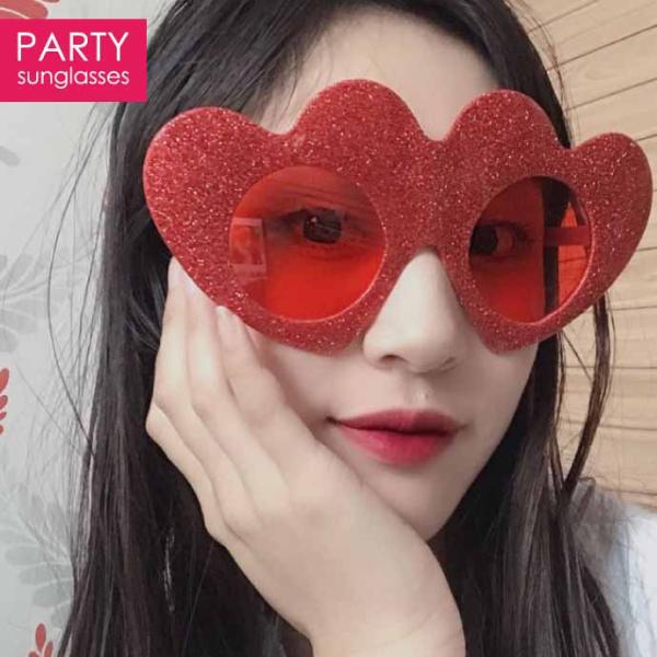 パーティサングラス おもしろめがね 眼鏡 デカハート クリスマス ハロウィン 誕生日会 おもしろめがね ウケルめがね Rk187
