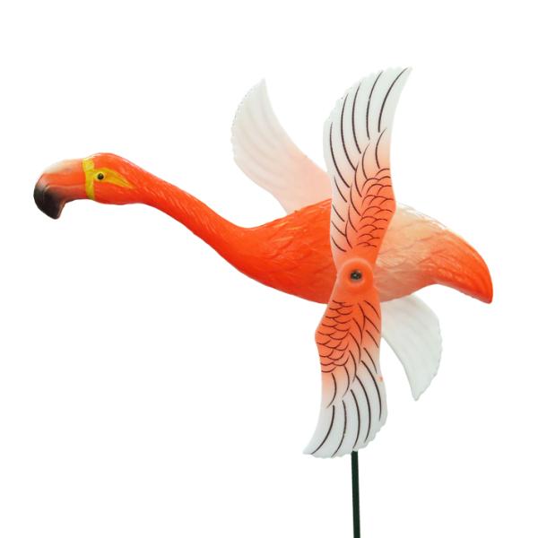 ■ Flamingo Pinwheel Garden Stake (ORANGE) ■カラフルなフラミンゴのガーデンステイクです！風を受けると羽がクルクルと回転して、見た目にもとっても楽しい♪お庭の花壇やプランターなどに設置して、キュートな...