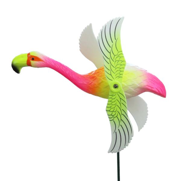 ■ Flamingo Pinwheel Garden Stake (YELLOW PINK) ■カラフルなフラミンゴのガーデンステイクです！風を受けると羽がクルクルと回転して、見た目にもとっても楽しい♪お庭の花壇やプランターなどに設置して、...