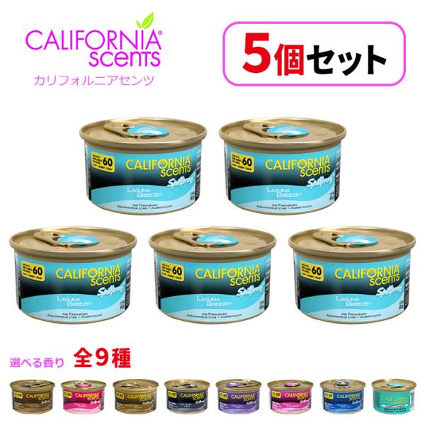 カリフォルニアセンツ エアフレッシュナー 5個セット(全9種) 芳香剤 置き型 セット売り 車 部屋 缶 西海岸 USA アメリカ いい香り