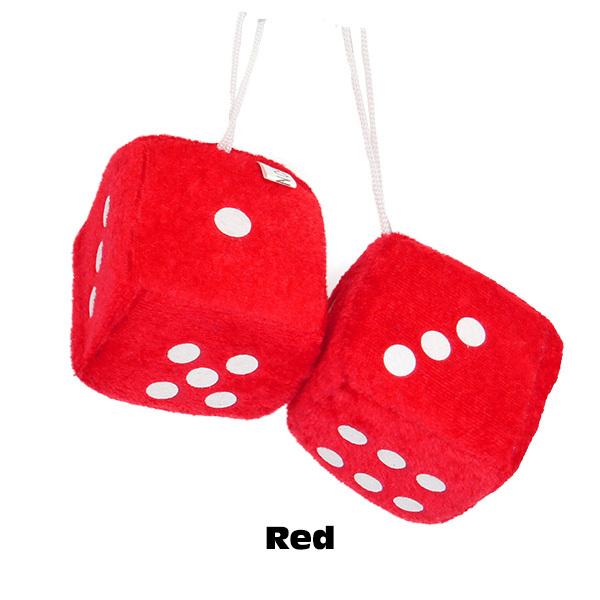 プラッシュ ダイス (レッド) 2piece Car Plush Dice 車 ファジーダイス サイコロ カーアクセサリー アメ車 吸盤