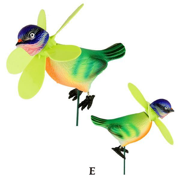 ■ Colorful Bird Yard Stake (E) ■カラフルな小鳥のガーデンステイクです。本物のインコみたいだけど、首には大きな風車が付いていて風が吹くとクルクル回転！何とも可愛らしい雰囲気♪足と首にはバネがついているのでこちら...