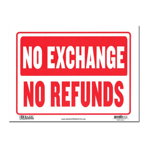 サインプレート NO EXCHANGE REFUNDS Lサイズ SignPlate 看板 サインプレート NO EXCHANGE REFUNDS Lサイズ SignPlate 看板