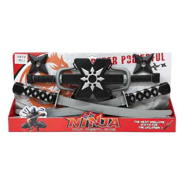 忍者武器セット BLACK 黒  手裏剣 おもちゃ 背中 男の子 ごっこ遊び 子供 玩具 コスチューム